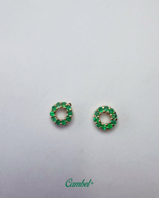 Aretes Halo de Esmeraldas Colombianas | Oro 18k