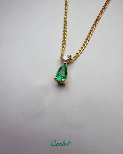 Dije y Cadena Gota imperial 18k y Esmeralda Colombiana 2