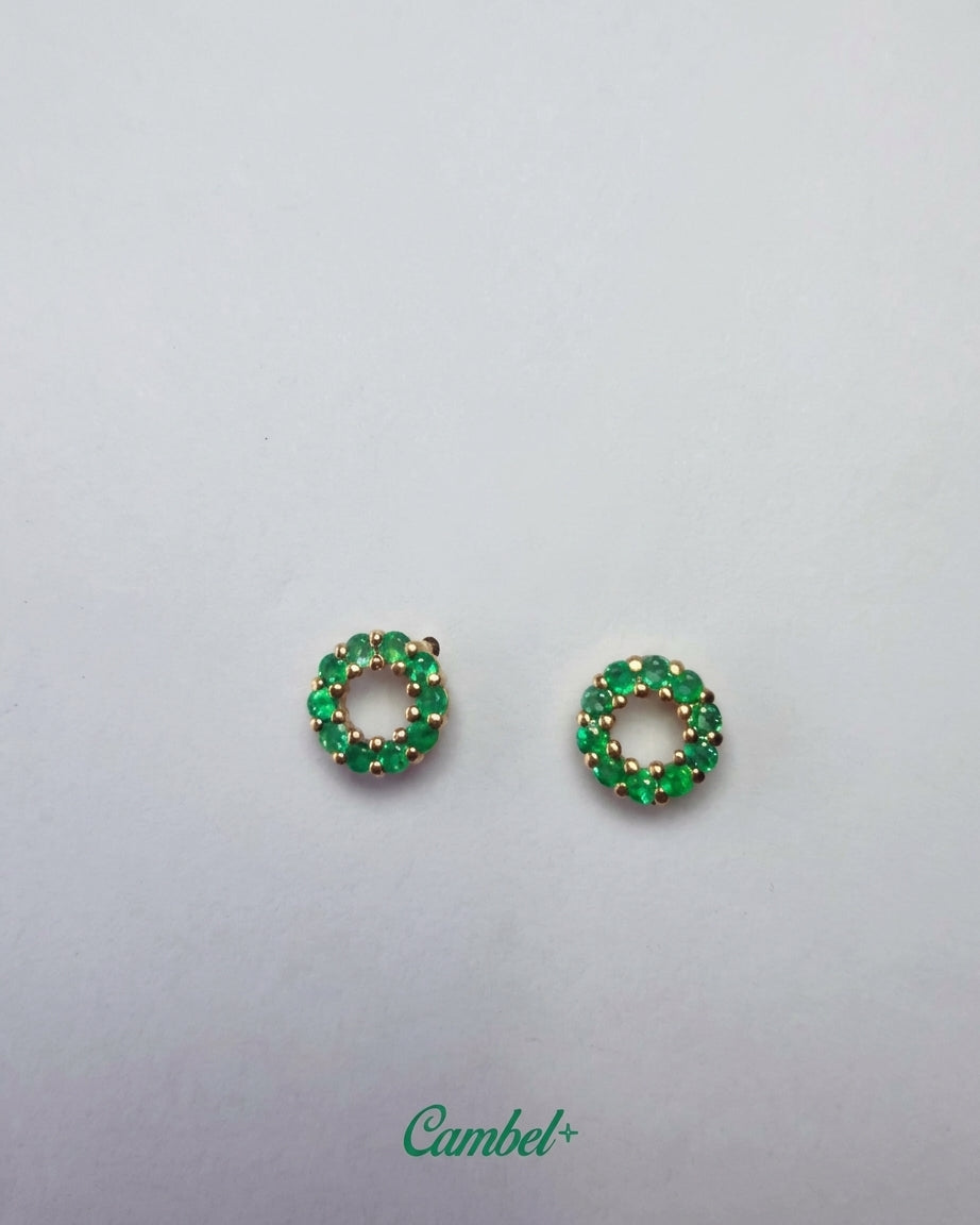 Aretes Halo de Esmeraldas Colombianas | Oro 18k
