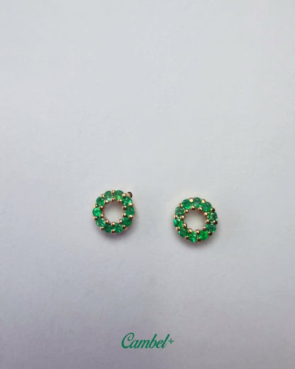 Aretes Halo de Esmeraldas Colombianas | Oro 18k