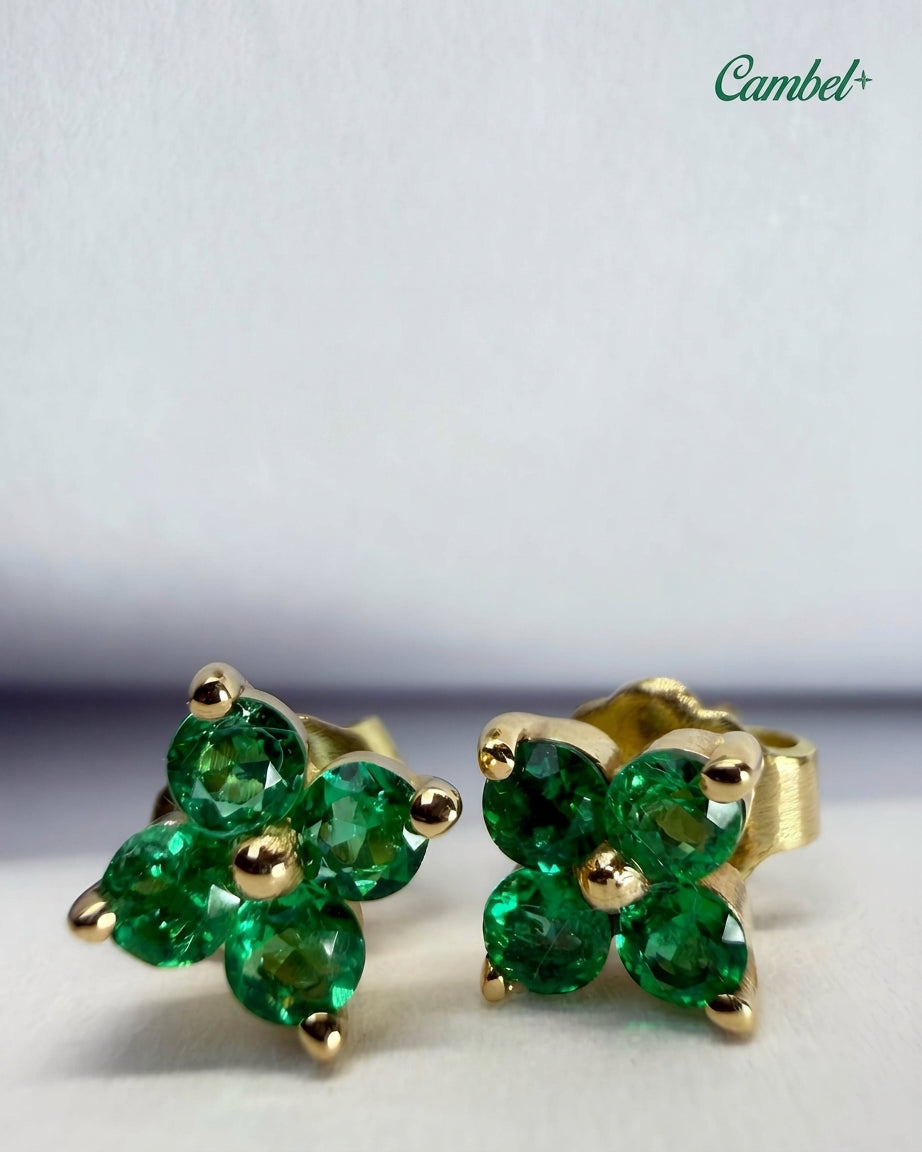 Aretes Oro 18k Esmeraldas finas 
