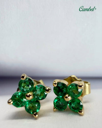 Aretes Oro 18k Esmeraldas finas 