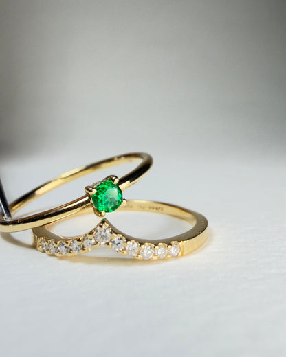 Anillo Solitario con Esmeralda | Oro 18k
